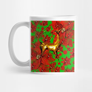 Reindeer and Poinsettia Mug